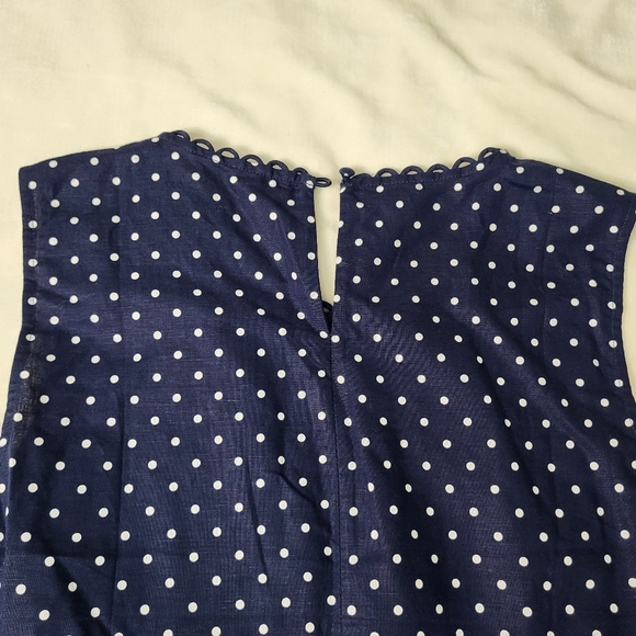 J. Crew Navy Blue and White Polka Dot Sleevless Blouse - Picture 6 of 6